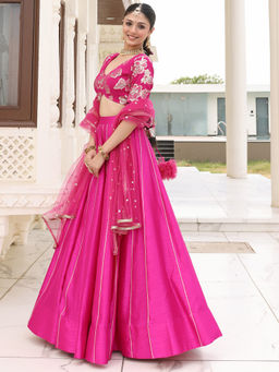 Lavanya The Label - Pink Queen Silk Gota Lehenga and Blouse with Dupatta