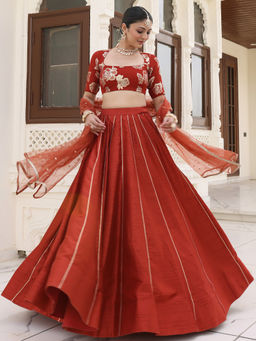 Lavanya The Label - Rust Queen Silk Gota Lehenga and Blouse with Dupatta