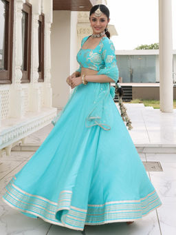 Lavanya The Label - Blue Queen Silk Gota Lehenga and Blouse with Dupatta