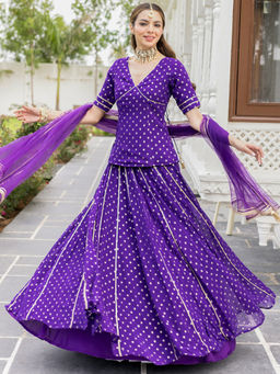 Lavanya The Label - Gulzar Purple Lehenga and Blouse with Dupatta
