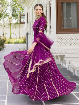 Lavanya The Label - Gulzar Magenta Lehenga and Blouse with Dupatta