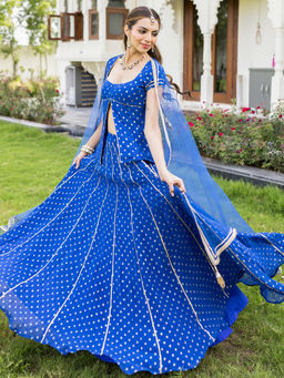 Lavanya The Label - Gulzar Blue Lehenga and Blouse with Dupatta