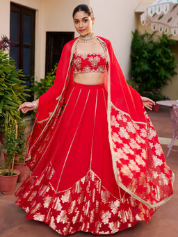 Lavanya The Label - Modern Red Lehenga and Blouse with Dupatta