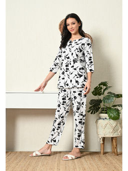 ichaa - White Premium Rayon Printed Top with Pajama (Set of 2)