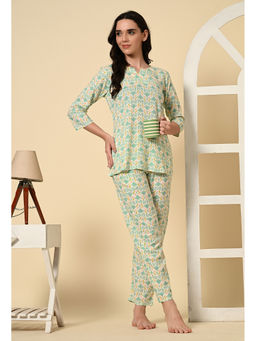 ichaa - Green Premium Rayon Printed Top with Pajama (Set of 2)