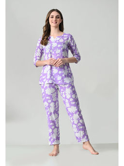 ichaa - Lavender Premium Rayon Printed Top with Pajama (Set of 2)