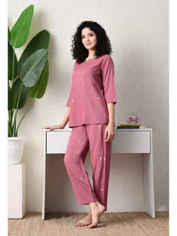 ichaa - Mauve Premium Rayon Printed Top with Pajama (Set of 2)