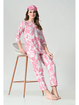 ichaa - Pink Premium Rayon Printed Top with Pajama (Set of 2)