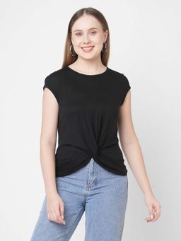 MISH - Black Twisted Waist Style T-Shirt
