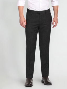 Arrow - Patterned Dobby Black Trouser