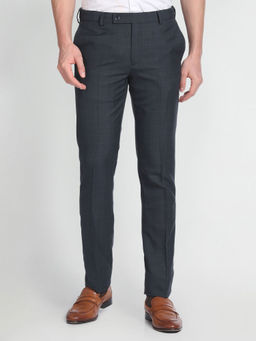 Arrow - Windowpane Check Auto Flex Navy Blue Trouser