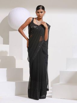 Swtantra - Diamonte Spell Bound Black with Silver Chiffon Saree (Free Size)