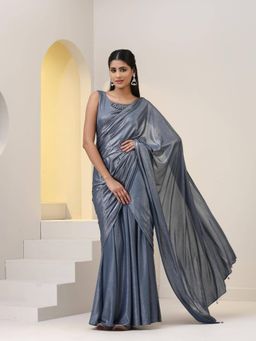 Swtantra - Show Steel Grey Knit Dress Saree