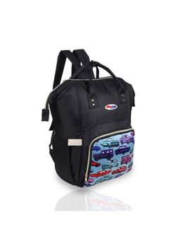 Chinmay Kids - Car Printed Waterproof Multifunctional Travel Diaper Backpack For New Born Black