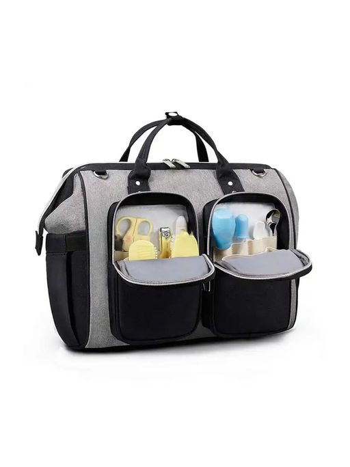 Chinmay Kids Mini Magic For Mother, Small Size Diaper Handbag And Mother Diaper Bag (Black-Grey Dog)