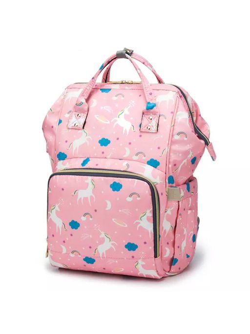 Chinmay Kids Large Capacity Mother Bag Diaper Backpack with Insulated Bottle Storage Diaper Bag Pink