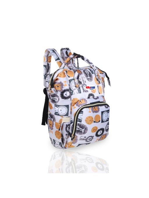 Chinmay Kids Printed Waterproof Multifunctional Travel Diaper Backpack For New Born (White-Brown)