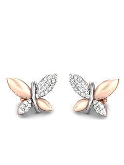 Candere by Kalyan Jewellers - 18K BIS Hallmark Rose Gold and Diamond Butterfly Earrings
