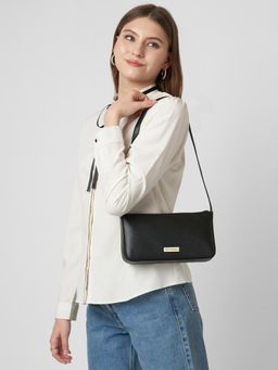 Caprese - Women Rhea Black Medium Baguette Handbag