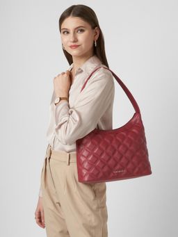 Caprese - Women Shereen Cherry Red Large Baguette Quilted Handbag