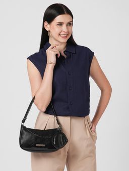 Caprese - Women Trina Black Medium Baguette Handbag with Detachable Mini Pouch