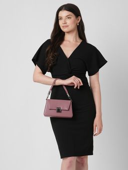 Caprese - Women Wren Pink Medium Baguette Handbag with Detachable Strap