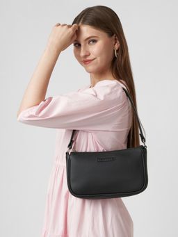 Caprese - Women Yashna Black Medium Baguette Handbag