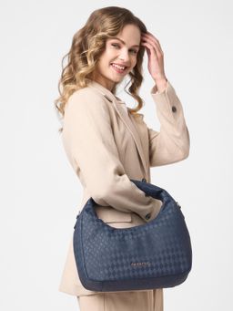 Caprese - Women Maddy Navy Blue Medium Textured Handbag with Detachable Strap