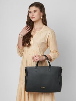 Caprese - Women Bow Black 15.6 Inch Large Laptop Bag with Detachable Strap