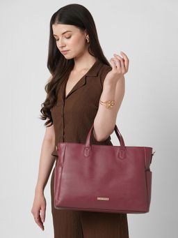 Caprese - Women Bow Cherry Red 15.6 Inch Large Laptop Bag with Detachable Strap