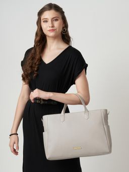 Caprese - Women Bow Beige 15.6 Inch Large Laptop Bag with Detachable Strap