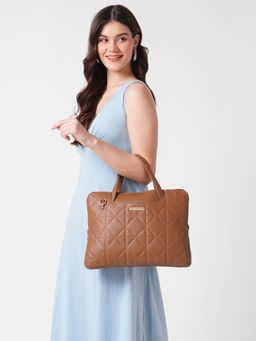 Caprese - Women Marina Rust 14 Inch Large Laptop Bag with Detachable Strap