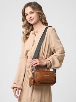 Caprese - Women Jena Tan Medium Sling Bag with Detachable Pouch