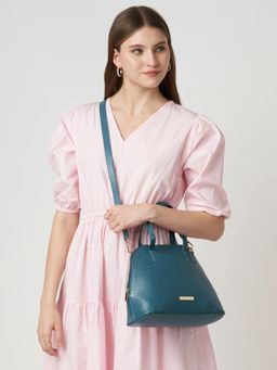 Caprese - Women Basil Teal Blue Medium Satchel Bag with Detachable Strap