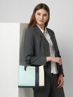 Caprese - Women Deer Blue Medium Satchel Bag with Detachable Strap