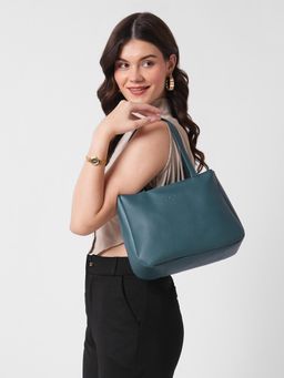 Caprese - Women Elena Teal Blue Medium Satchel Bag with Detachable Strap