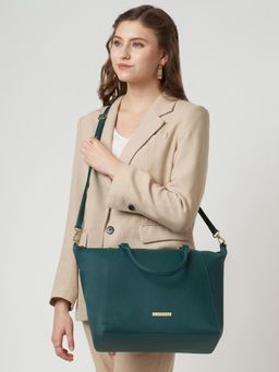 Caprese - Women Foxtail Green Large Satchel Bag with Detachable Strap