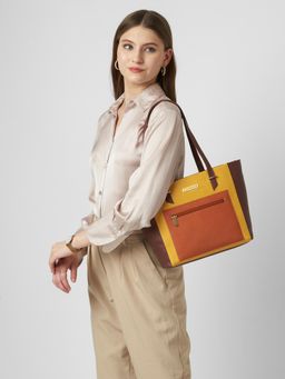 Caprese - Women Jelly Brown 16 Inch Laptop Compatible Medium Tote Bag