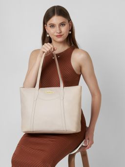 Caprese - Women Jimny Off White 14 Inch Laptop Compatible Large Tote Bag