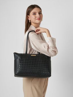 Caprese - Women Patricia Black 14 Inch Laptop Compatible Large Tote Bag