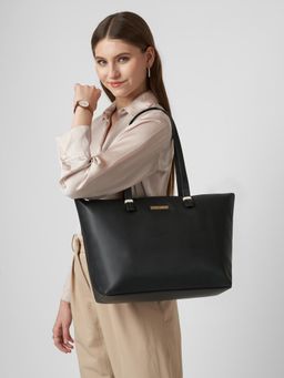 Caprese - Women Polka Black 16 Inch Laptop Compatible Large Tote Bag