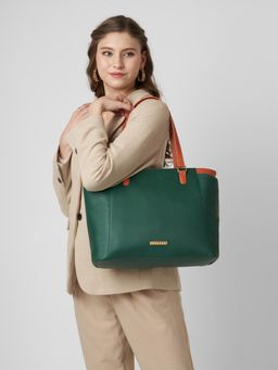 Caprese - Women Regina Green 16 Inch Laptop Compatible Large Tote Bag