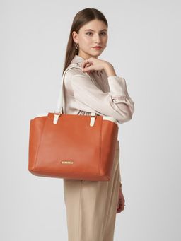 Caprese - Women Regina Tan 16 Inch Laptop Compatible Large Tote Bag