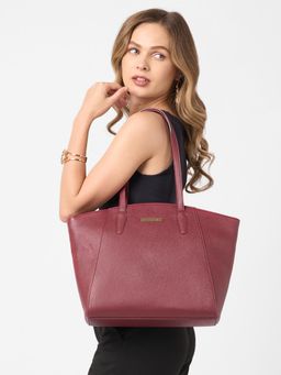 Caprese - Women Ruby Cherry Burgundy Large Tote Bag