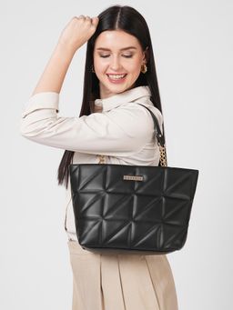 Caprese - Women Shine Black Small Tote Bag