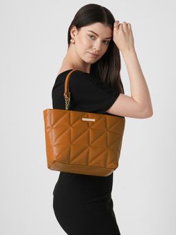 Caprese - Women Shine Tan Small Tote Bag