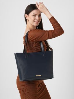 Caprese - Women Tarry Blue 15.6 Inch Laptop Compatible Large Tote Bag