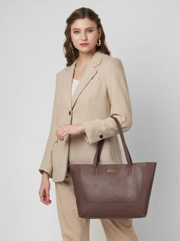 Caprese - Women Yorkie Horizontal Brown 14 Inch Laptop Compatible Large Tote Bag