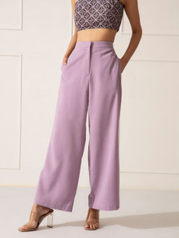 Twenty Dresses by Nykaa Fashion - Lavender Solid Flared Pants