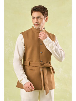 RNG Safawala - Brown Belted Nehru Jacket